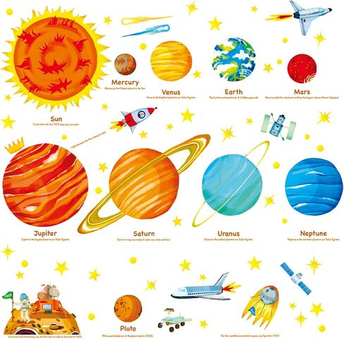 DECOWALL SG2-1501 The Solar System Kids Wall Stickers Wall Decals Peel and Stick Removable Wall Stickers for Kids Nursery Bedroom Living Room (Large) d?cor in Kuwait