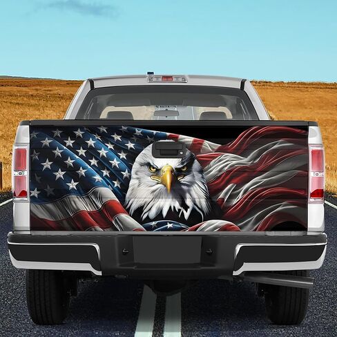 ThangPham Shop America Flag with Eagle Patriotic Truck Tailgate Wrap – Eagle Art Tailgate Wrap in Saudi Arabia