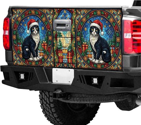 ThangPham Shop Merry Christmas with Cute Cat Truck Tailgate Wrap – Cat Christmas Tailgate Graphic in Saudi Arabia