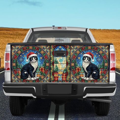 ThangPham Shop Merry Christmas with Cute Cat Truck Tailgate Wrap – Cat Christmas Tailgate Graphic in Saudi Arabia