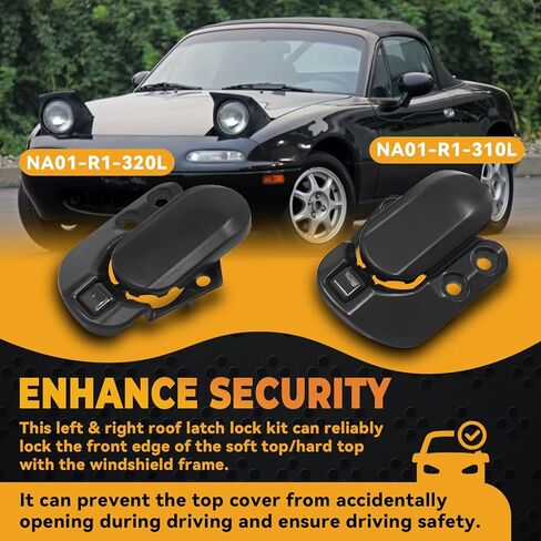 قفل مزلاج سقف قابل للتحويل ناعم من اليسار واليمين مناسب لـ 1990-2003 Mazda Miata مجموعة أقفال مزلاج علوية، زوج واحد NA01-R1-310L NA01-R1-320L in Kuwait