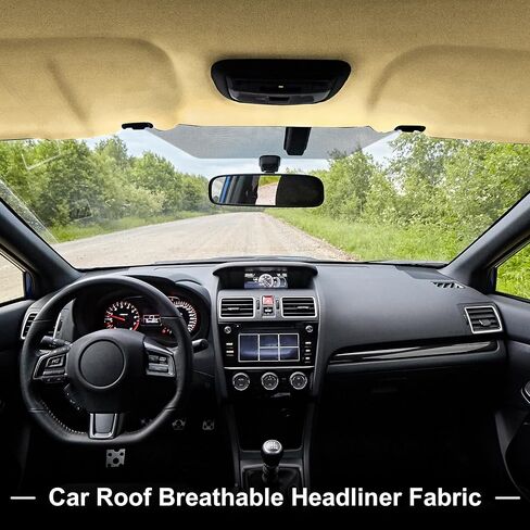 قماش سويدي 150 جرام من نسيج بطانة الرأس 122.1 بوصة طول × 57.1 بوصة عرض، زخرفة داخلية لإصلاح السقف بنفسك، دعامة إسفنجية بديلة لشاحنة السيارة RV SUV والسيارات البيج in Saudi Arabia