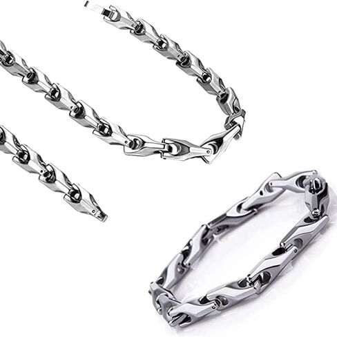 مجموعة أساور Wheat Link للرجال من Urban Jewelry - قاعدة من كربيد التنغستن، وصلات ثلاثية الجوانب، 8.3 بوصة، أشكال مختلفة مطلية بالذهب والأسود والفضي عيار 24 قيراط، مقاومة للخدش، صندوق هدايا in Saudi Arabia