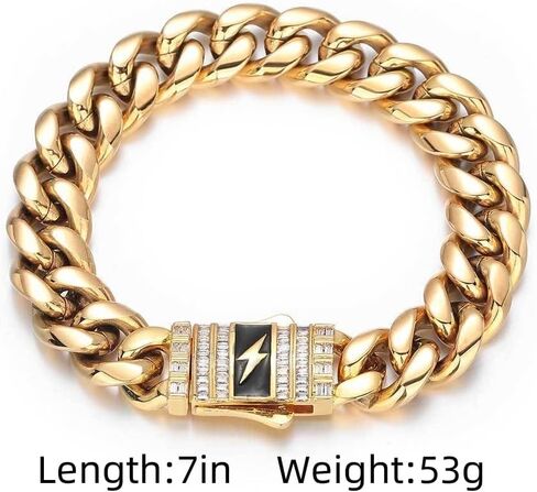 Men's 18K Gold Solid Cuban Bracelet for Husband,Fashion Hip Hop Tennis Bracelet， Father, and Son Christmas, Thanksgiving, Birthday Gift in Saudi Arabia
