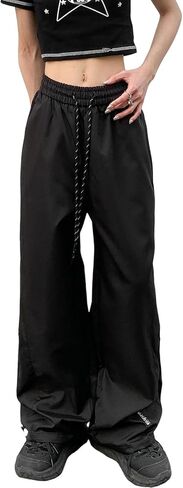 Baggy Cargo Pants for Women Elastic Waist Y2K Parachute Track Pants Trendy Casual Sports Wide Leg with Pockets in Saudi Arabia
