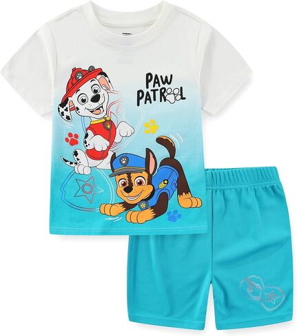 Paw Patrol Chase Marshall Boys Short Sleeve T-Shirt and Mesh Short Set for Toddler and Big Kids in Saudi Arabia