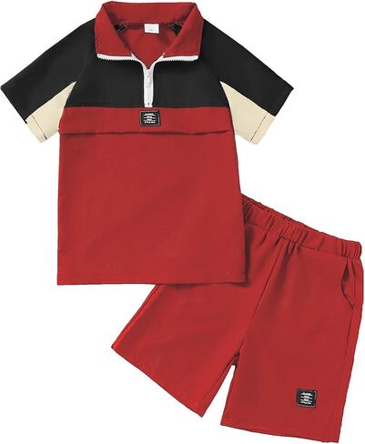 مجموعة ملابس PureChapter للأولاد بأكمام قصيرة وقميص وسروال قصير ملابس صيفية كاجوال in Kuwait