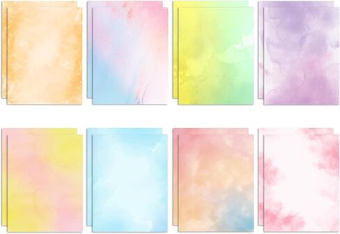 Stationary Paper 48 Pack of Watercolor Letter Writing Paper, Decorative Printer Stationery Sheets with Assorted Designs - Double-sided Printing - 8.5 x 11 Inch in Saudi Arabia