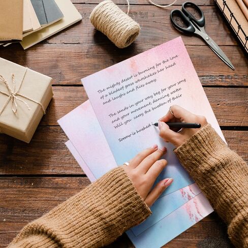 Stationary Paper 48 Pack of Watercolor Letter Writing Paper, Decorative Printer Stationery Sheets with Assorted Designs - Double-sided Printing - 8.5 x 11 Inch in Saudi Arabia