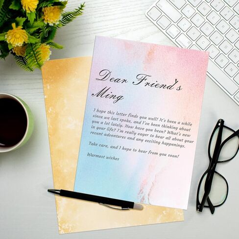 Stationary Paper 48 Pack of Watercolor Letter Writing Paper, Decorative Printer Stationery Sheets with Assorted Designs - Double-sided Printing - 8.5 x 11 Inch in Saudi Arabia