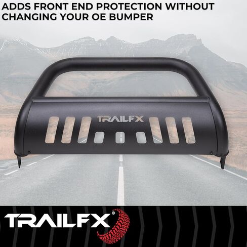 Trailfx Bull Bar B0046T, 3 Inch Diameter, Powder Coated, Titanium Black, with Skid Plate/Holes for Optional Lighting, 6-1/2 Inch Max Light/ 20 Inch Max Light Bar, Fits 2024-2025 Toyota Land Cruiser in Saudi Arabia