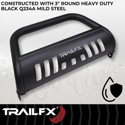 Trailfx Bull Bar B0046T, 3 Inch Diameter, Powder Coated, Titanium Black, with Skid Plate/Holes for Optional Lighting, 6-1/2 Inch Max Light/ 20 Inch Max Light Bar, Fits 2024-2025 Toyota Land Cruiser in Saudi Arabia