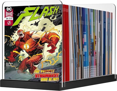 Comic Book Storage Holder，Wood Comic Book Case with three acrylic dividers，Acrylic Comics Book Box，Bin & Organizer，Stores Up To 150 Comics (Black) in Kuwait