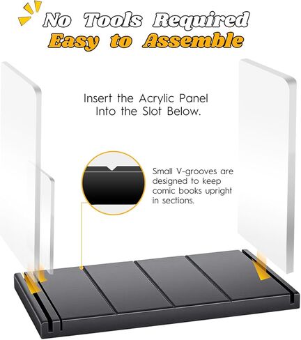 Comic Book Storage Holder，Wood Comic Book Case with three acrylic dividers，Acrylic Comics Book Box，Bin & Organizer，Stores Up To 150 Comics (Black) in Kuwait