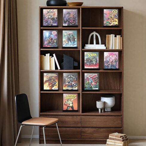 Comic Book Storage Holder，Wood Comic Book Case with three acrylic dividers，Acrylic Comics Book Box，Bin & Organizer，Stores Up To 150 Comics (Black) in Kuwait