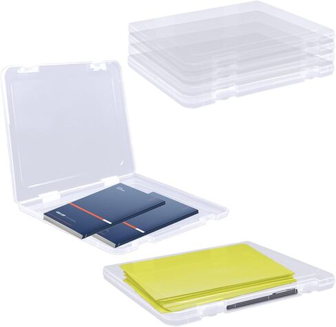 6 عبوات من حافظة المشروعات النحيفة، صندوق تخزين ملفات بلاستيكي مقاس 12 × 9 بوصة مع مزلاج سريع، منظم مستندات شفاف محمول لأوراق A4 والصور والمجلات وألعاب الطاولة والألغاز - حاوية سجل القصاصات قابلة للتكديس in Kuwait