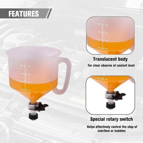 15PCS Car Coolant Funnel Kit, No-Spill Vehicle Radiator Filling Funnel Bleeder with Adapters, No-Leak Automotive Radiator Burping Filler, Universal for SUV RV Truck in Saudi Arabia