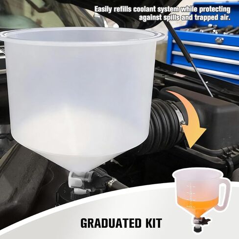 15PCS Car Coolant Funnel Kit, No-Spill Vehicle Radiator Filling Funnel Bleeder with Adapters, No-Leak Automotive Radiator Burping Filler, Universal for SUV RV Truck in Saudi Arabia