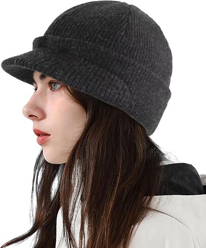 Starsouce Womens Winter Cuffed Beanie with Brim Warm Knit Hat Cold Weather Thermal Ski Snow Skull Cap in Saudi Arabia