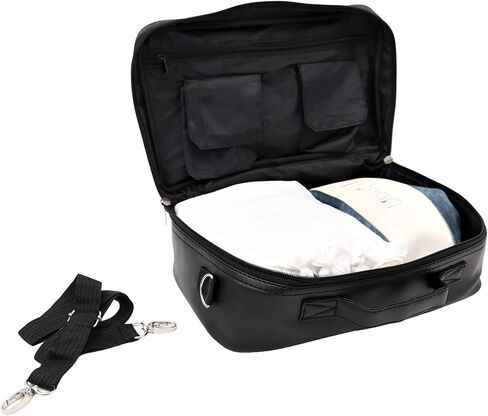 حقيبة تاليت وتفيلين لشال الصلاة اليهودي | تصميم كلاسيكي باللون الأسود من الجلد الصناعي المطرز بسحاب | تتضمن مقبض حمل وحزام حمل| 4.3 بوصة عرض × 7.9 بوصة ارتفاع × 11.8 بوصة in Kuwait