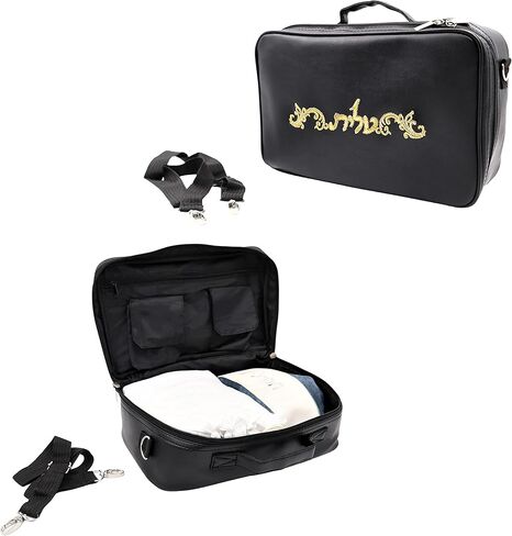 حقيبة تاليت وتفيلين لشال الصلاة اليهودي | تصميم كلاسيكي باللون الأسود من الجلد الصناعي المطرز بسحاب | تتضمن مقبض حمل وحزام حمل| 4.3 بوصة عرض × 7.9 بوصة ارتفاع × 11.8 بوصة in Kuwait