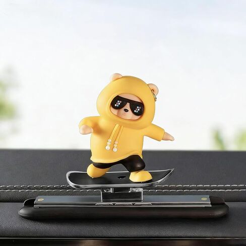 Skateboard Bear Car Dashboard Ornament for VW Touareg III (CR) 2024 2025, Sliding Car Interior Decoration Cool Auto Accessories Gift,Purple in Kuwait