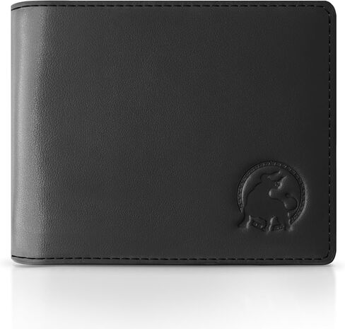 Full-Grain Leather RFID Wallet for Men, Minimalist Slim Mens Bifold Wallet with Cash Pocket, 8 Card Slots (Black Onyx) in Saudi Arabia