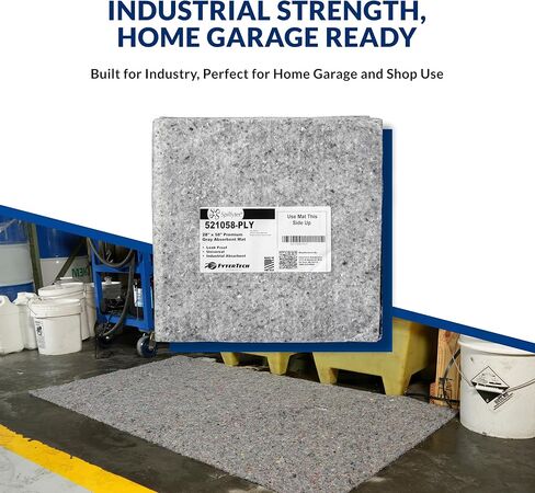 سجادة Spilfyter Universal ماصة مع دعامة من البوليستر، متجر 28 بوصة × 58 بوصة، سجادة ميكانيكية ومرآب تمتص الزيت والمبردات والمذيبات والماء والسوائل الأخرى - عبوة من 5 قطع in Kuwait