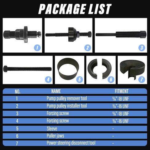 مجموعة أدوات تثبيت بكرة مضخة التوجيه الكهربائية، مجموعة أدوات تثبيت مزيل السحب المتوافقة مع سيارات Ford وGM وChrysler - أزرق in Kuwait