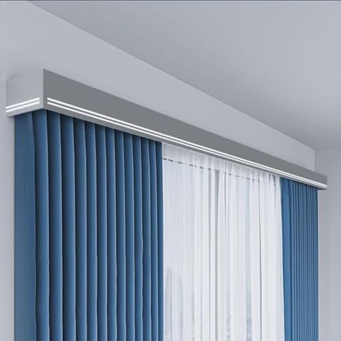 Premium 7ft Aluminum Alloy Dual Track Mount for Curtains, Wall-Mounted Valance Box with Screws, Decorative Curtain Rails & Pelmet Panel for Home Décor in Saudi Arabia