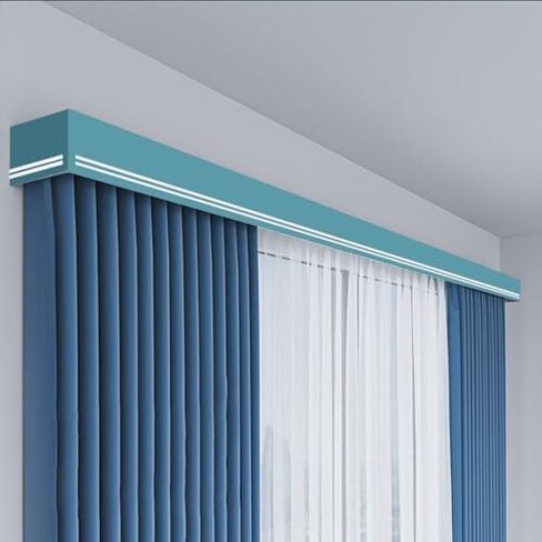 Premium 7ft Aluminum Alloy Dual Track Mount for Curtains, Wall-Mounted Valance Box with Screws, Decorative Curtain Rails & Pelmet Panel for Home Décor in Saudi Arabia