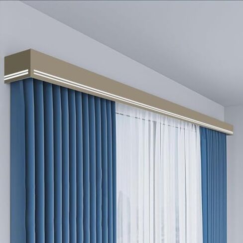 Premium 7ft Aluminum Alloy Dual Track Mount for Curtains, Wall-Mounted Valance Box with Screws, Decorative Curtain Rails & Pelmet Panel for Home Décor in Saudi Arabia