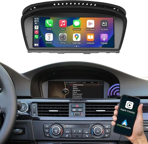 Road Top 8.8 بوصة شاشة لمس سيارة لاسلكية CarPlay Android Auto لسيارة BMW 3 Series 5 Series E90/E91/E92/E93/E60/E61 2008-2013 سنة مع نظام CIC، مستقبل راديو الوسائط المتعددة ستيريو للسيارة in Kuwait