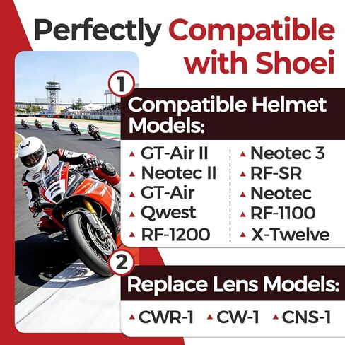 DKS 301 Anti-Fog Insert Compatible with Shoei CWR-1/CW-1/CNS-1 Helmet Shield Lens, Fits for RF-1200/RF-SR/GT-Air/Neotec/Qwest Motorcycle Helmets, Ensures Clear Vision for Motorcycle Riding in Kuwait