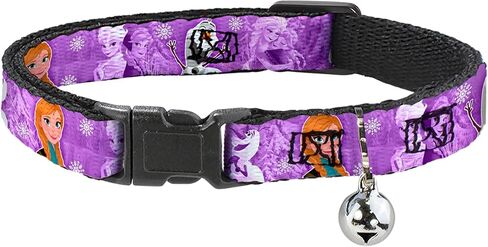 Buckle-Down Breakaway Cat Collar - Frozen Anna/Elsa/Olaf Poses/Scenes Purples - 1/2" Wide - Fits 8-12" Neck - Medium in Saudi Arabia
