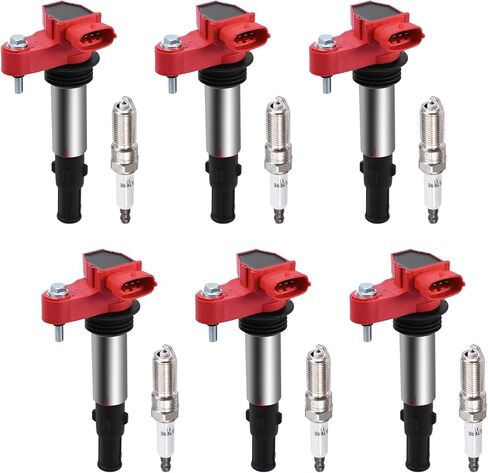 Pindex 6 Pack Ignition Coils and Iridium Spark Plugs,UF569 41-109 Coil Pack Kits Compatible with Chevy Camaro Equinox Impala Malibu Traverse Buick Cadillac GMC 3.0L 3.6L in Saudi Arabia