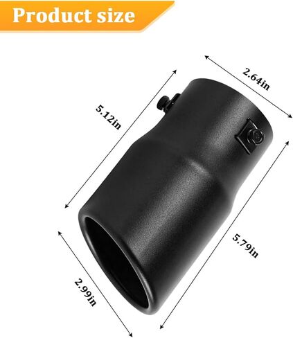 طرف عادم السيارة، مدخل 2.6 بوصة، مخرج 3 بوصة، طول 5.79 بوصة، أنبوب عادم السيارة من الفولاذ المقاوم للصدأ، ملحقات تعديل أنبوب عادم السيارة، عالمي لمعظم المركبات (أسود) in Kuwait