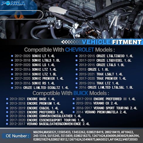 Mass Air Flow Sensor MAF 0280218419 Compatible with Chevy 2012-2015 Cruze LT&LTZ&ECO 1.4L,2012-2020 Sonic LT 1.4L,2015-2021 TRAX LS< 1.4L, Buick 2013-2021 Encore 1.4L,Replaces OE 245-1314 in Saudi Arabia