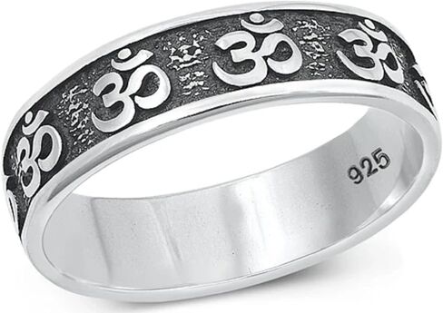 CloseoutWarehouse 925 Sterling Silver Om Symbols Ring in Saudi Arabia