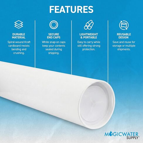 أنبوب بريد MagicWater Supply مقاس 2 × 6 بوصة باللون الأبيض - عبوتان - لشحن وتخزين الملصقات والفنون والحرف اليدوية والمستندات in Saudi Arabia