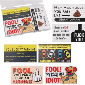 60PCS Funny Bad Parking Cards,You Suck at Parking/You Parked Like an Assholé Cards Look Like Real $100/$50 Bills,Bad Parkings Stickers with 6 Hilarious Designs as Prank Gifts in Kuwait