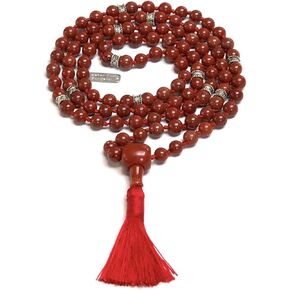 Hand Knotted Red Jasper Mala Necklace - 8mm, 108 Beads with Zinc Alloy Spacers - Leo & Virgo Birthstone - Multi-Chakra Alignment in Saudi Arabia