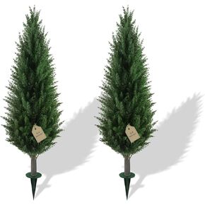 مجموعة أشجار توبياري من خشب الأرز الاصطناعي بطول 3.3 قدم مكونة من قطعتين مع ارتفاع، شجيرات نباتات وهمية مقاومة للأشعة فوق البنفسجية، شجيرات السرو الواقعية الزائفة دائمة الخضرة، شجرة الصنوبر للمزارعين في الهواء الطلق، ديكور خضرة الشرفة الأمامية in Kuwait