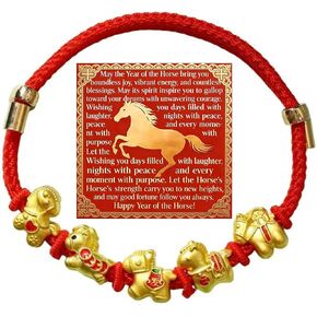 New Year of Horse Rope Beaded Bracelets for Women Men, 2026 Chinese Spring Festival With Gift Card Box Chinese Zodiac Animal Origin Adjustable String Charm Good Luck Braided Jewelry Gifts in Saudi Arabia