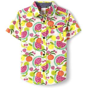 Gymboree,Boys,and Toddler Short Sleeve Button Up Dress Shirt,Blue Fish Multi,5T in Kuwait