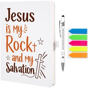 مجموعة دفتر ملاحظات لمجلة الكتاب المقدس للنساء، دفتر ملاحظات ملهم مقاس A5 بغلاف مقوى للصلاة وكتابة الكتاب المقدس ودراسة الكتاب المقدس، يوميات إيمان الكنيسة مع أقلام وملاحظات لاصقة، هدايا مسيحية، أبيض in Kuwait