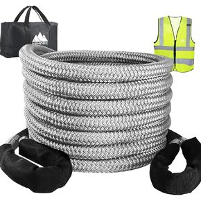7/8in × 20ft Kinetic Recovery Tow Rope 25,200lbs, Silver Nylon Tow Strap with Reflective Vest, Recovery Ropes Offroad Kinetic for Truck, Pickup, SUV ATV in Saudi Arabia