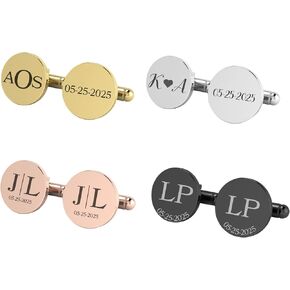 Custom engraved cufflinks for men, father of the bride gifts, father of the groom, gold, black, silver, rose gold, wedding gift for groom, groomsmen gifts in Kuwait