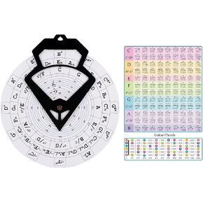 عجلة Rockhouse Circle of Fifths، أداة تعليمية ومرجعية لنظرية الموسيقى مثبتة على الحائط مقاس 12 بوصة لكتابة الأغاني، ونقل المفتاح، وبناء تقدمات الوتر، باللون الأسود in Kuwait