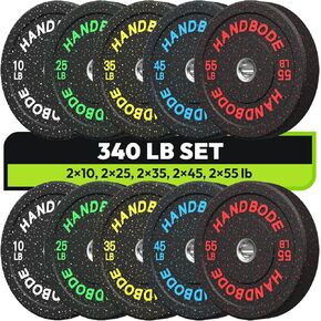 ألواح ممتصة للصدمات مقاس 5.08 سم عالية الارتداد، مجموعة ألواح الوزن الأولمبية 45/100/160/190/260/300 رطل، مجموعة ألواح وزن الأثقال لصالة الألعاب الرياضية المنزلية، أوزان ملونة لوحة تدريب القوة المطاطية لرفع الأثقال in Kuwait